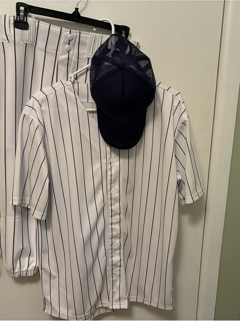 Kids' Navy and White Pinstripe Baseball Costume - Youth Dance Costume